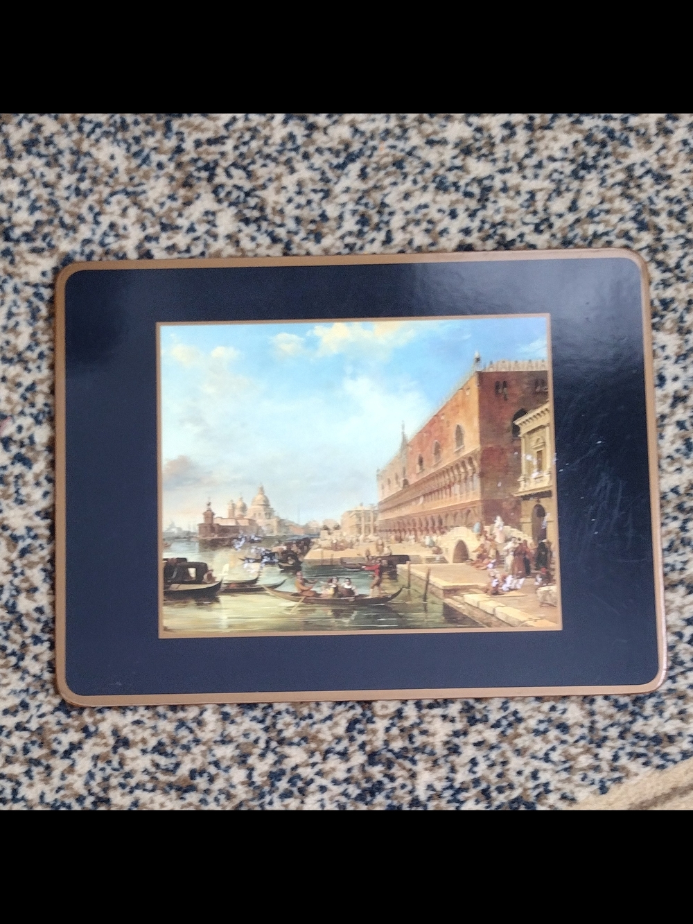 1 Pimpernel Placemat  - Venetian Harbor Navy - Used